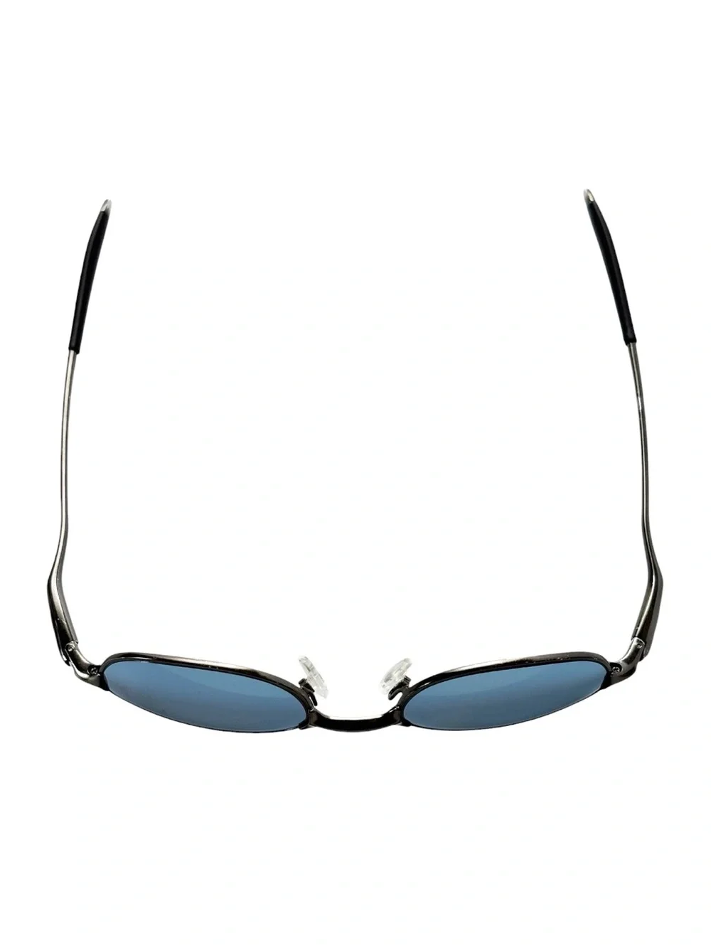 Oakley Vintage E Wire 2.1 Rx Pewter metal light blue mirror polarized sunglasses